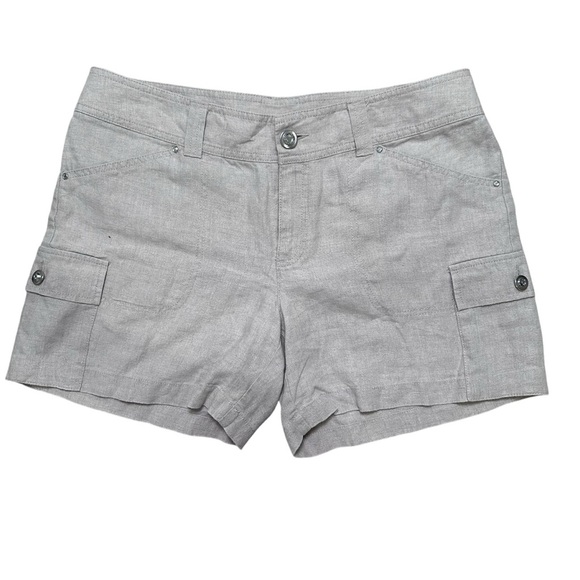Inc Beach Women’s Size 12 Light Beige 100% Linen Jeweled Cargo Shorts - Picture 1 of 4